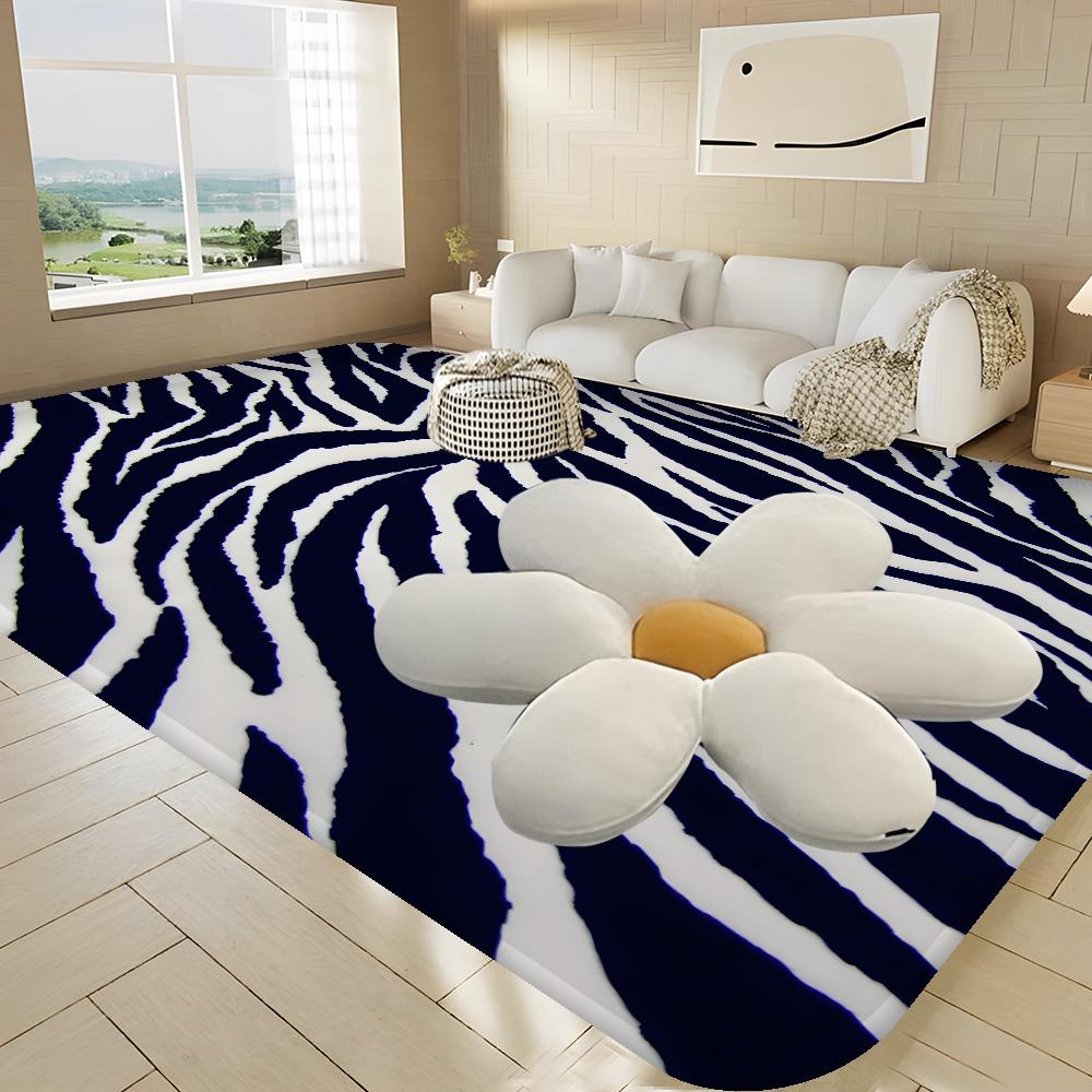 Black White Print Zebra Floor Mat INS Style Soft Bedroom Floor House Laundry Room Mat Anti-skid Bedside Area Rugs