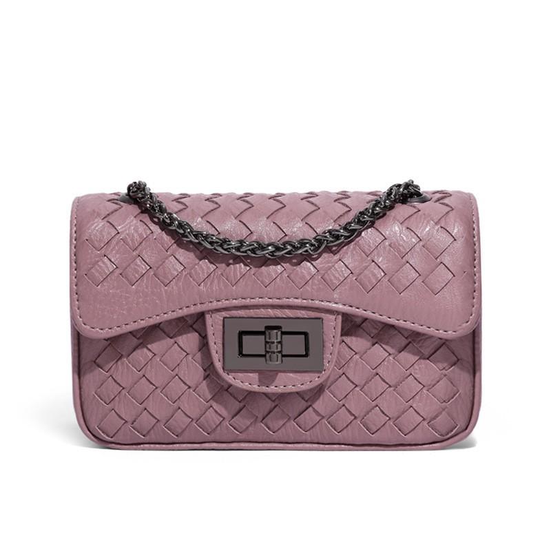 

Fashionable All-matching Small Square Bag Style Chain Single-shoulder Cross-shoulder Female Simple Casual Solid Color Hand-woven