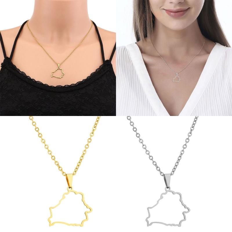 New Belarus Map Pendant Necklace for Men & Women Titanium Steel Gold Silver Color Choker Belarus Belarusian Jewelry Gifts