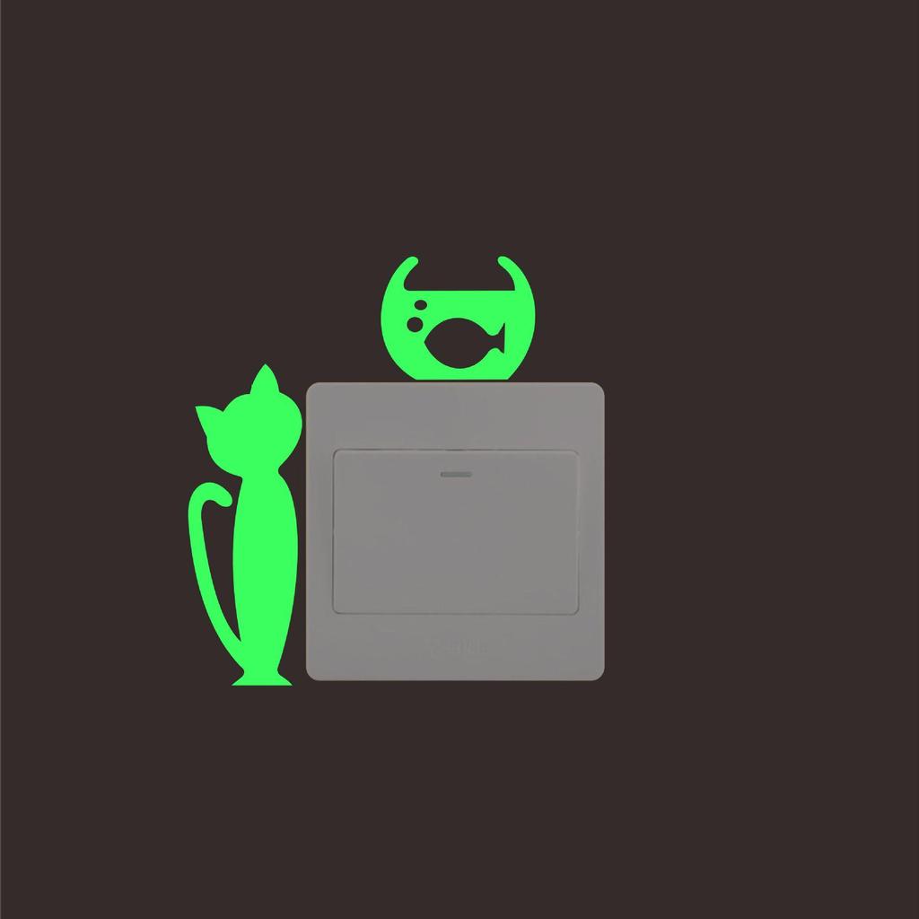 1PC Children's Switch Stickers Luminous Light Stickers Kid Room Decor Fairy Stars Cats PVC Stickers