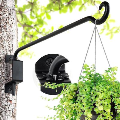 Wrought Iron Hanging Plant Holder Rotating Efficient Metal Hook for Balconies