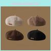 Vintage Solid Color Beret Hat With Handdrawn Print For Autumn Winter Fashion