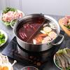 1Pcs Stainless Steel Hot Pot Basin Dual Compartment Shabu Pot with Vacuum Anti-Scalding Handle for Induction Gas Electric Stoves