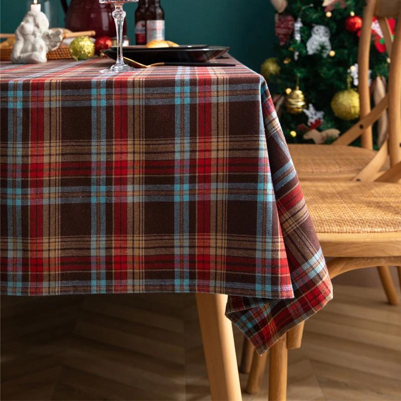 Green Plaid Tablecloth Christmas Checkered Washable Rectangular Table Covers for Farmhouse Christmas Party Dinner Holiday Decors