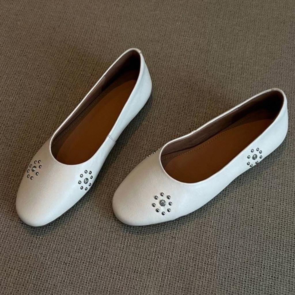 Super Soft Lambskin~ Flat-soled Single Shoes Women's French Versatile Ballet Evening Shoes Soft-soled Shallow Mouth Shoes with Skirts