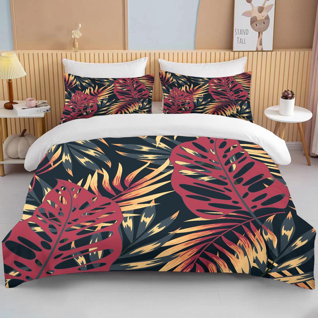 Tropischer Regenwald Blätter Queen Bettwäscheset King Size Doppelbett Bettwäscheset Mikrofaser oder Polyester Bettdecken-Set Bettbezug