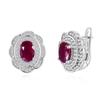 Flower design Natural longrido ruby Ring Earrings Pendant Necklace Set 925 sterling silver jewelry for women's daily party gifts
