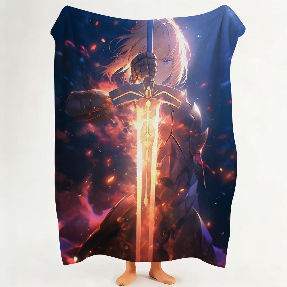 Game F Fate G Grand O Order  Flannel  Blanket Suitable for Sofa Living Room Bedroom