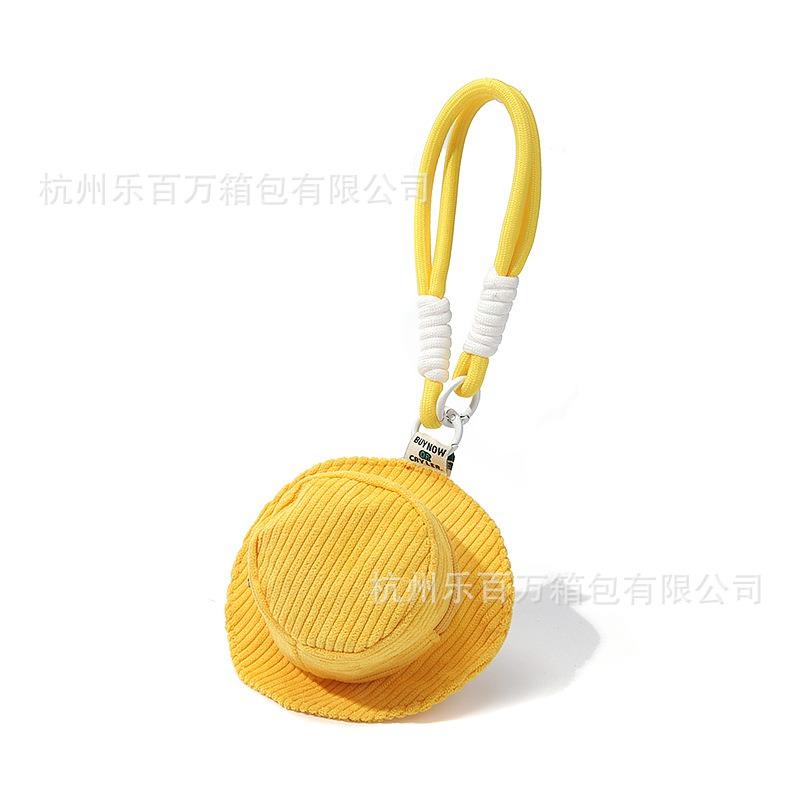 

New personalized smiley face mini bucket hat cute earphone bag change bag niche portable creative keychain pendant жовтий
