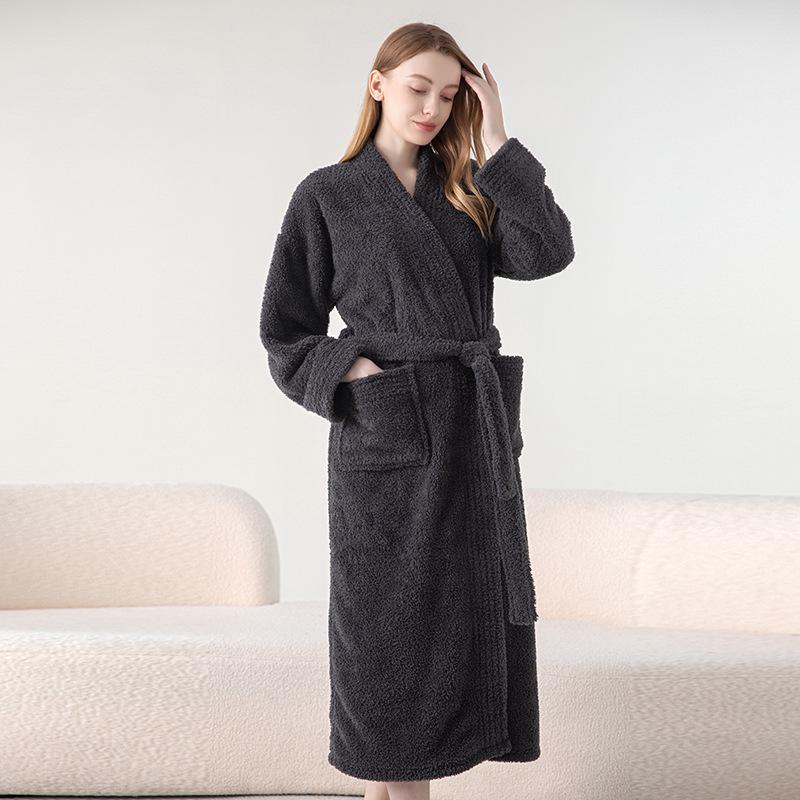 Unisex Jacquardfleece Badrock - Lång, Förtjockad, Plus Size Pyjamas för Höst & Vinter.
