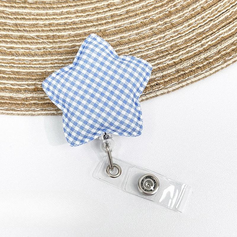 Carretel Retrátil para Crachá Estrela Xadrez para Estudantes Enfermeiras Retrátil Trabalhador Mulheres Porta-Identidade Escola Cordão Clipe Cartão de Trabalho Médico Clips de Puxar