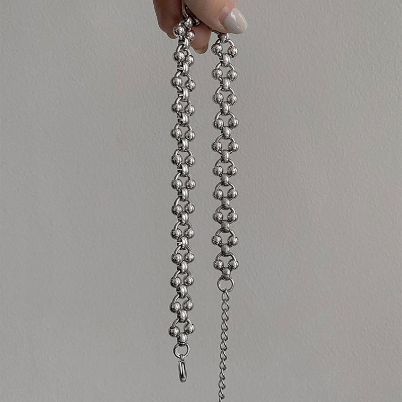 Punk Handmade Hollow Steel Ball Titanium Steel Necklace Men Women New Hip hop Design Sense Clavicle Chain Accessories