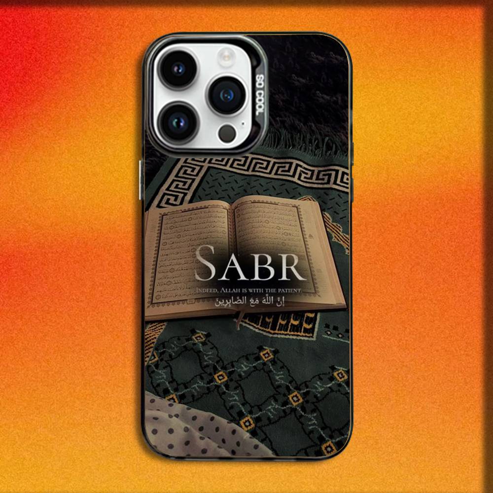 Quran Sabr Islam Patience Phone Case For iPhone 16,15,14,13,12,11,Mini,Pro,E,MAX Black Candy Matte Shockproof Cover