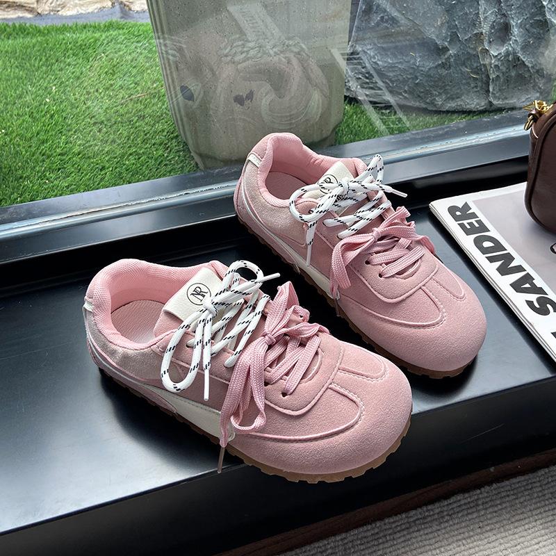 Thick-soled Red Women's Spring New Racing Shoes Lace-up Color Matching Casual Shoes Mango Head Clown Shoes