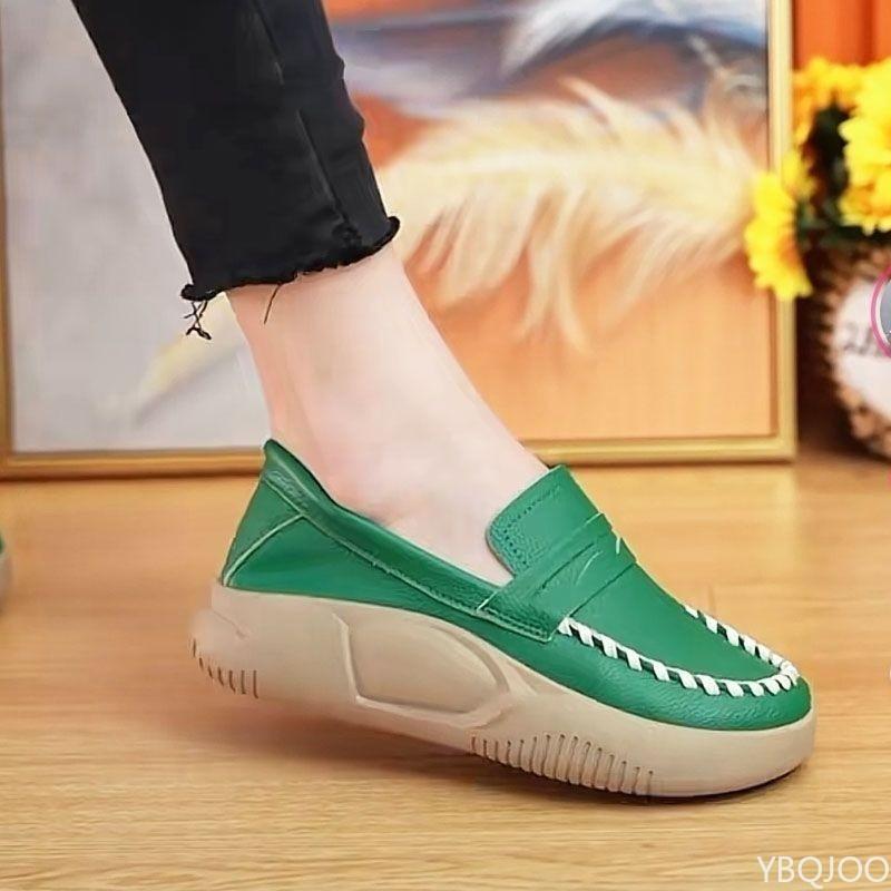 Fashion Thick Soled Women's Shoes Soft Leather Spring Autumn New Style Women's Lazy Loafers Comfortable Versatile Foot Casual Platform