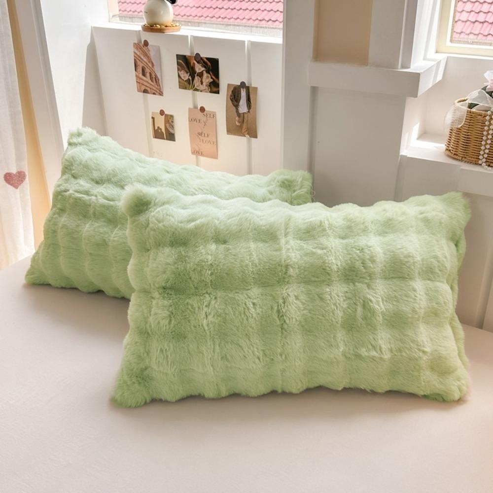 2 Stück Heimtextilien Flauschiger Plüschfell Kissenbezug Verdickter Rechteckiger Schlafkissenbezug Warm Schmutzabweisend Kissenbezug Winter