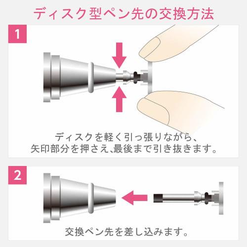 ELECOM Touch Pen Stylus Pen 2WAY Model Conductive Fiber & Disc (with Replacement Nib) Simple Package Black PWTP2WY01BK for iPhone iPad android