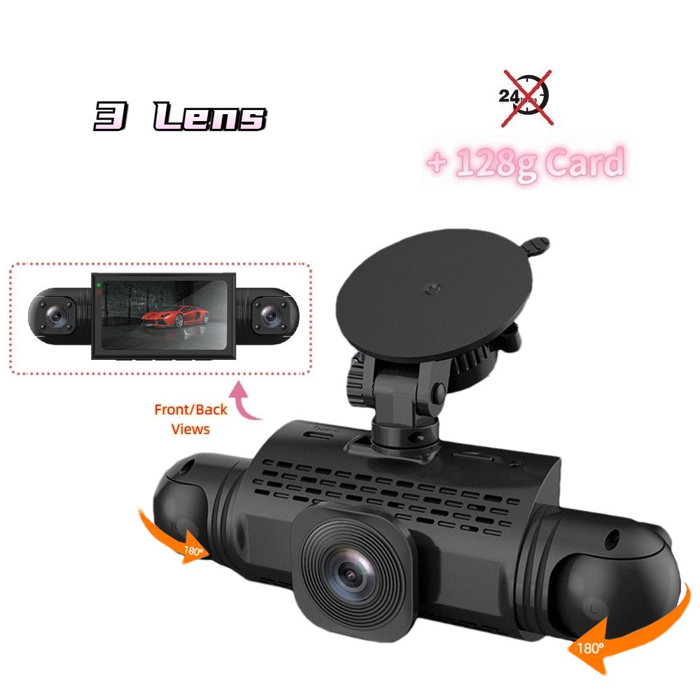 Dash Cam per Auto 3/4 Canali Scatola Nera Telecamera di Guida FHD Anteriore Sinistra Destra Posteriore Visione Notturna Registrazione in Loop