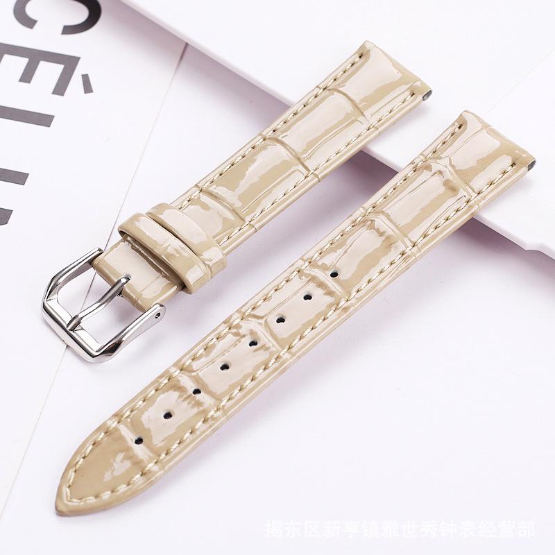Red Bamboo Joint Pattern Genuine Leather Watch Strap, Unisex