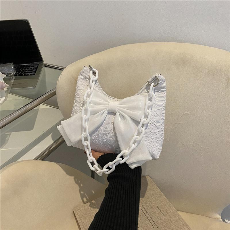 Stylish Urban Cotton Mini Handbag With Bow Knot For Women Soft Box Shape