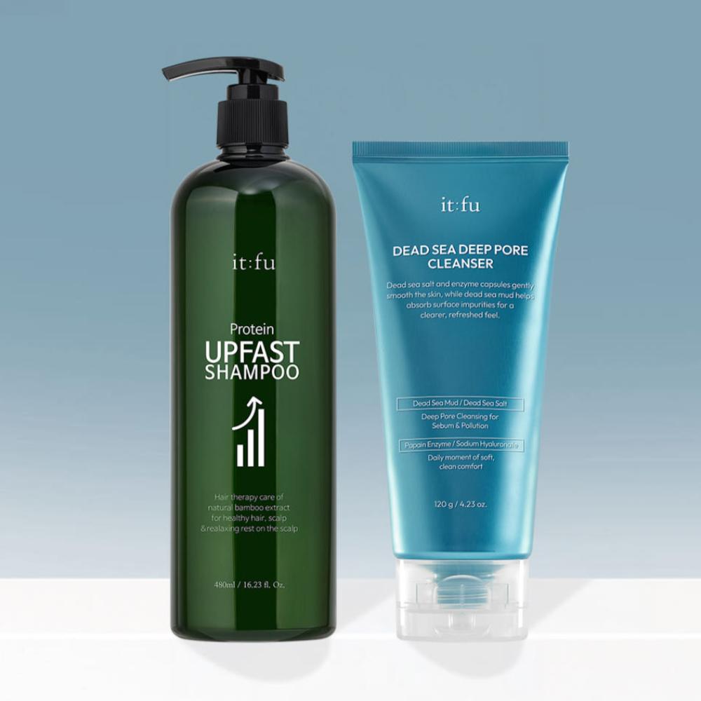 ITFU Daily Cleansing Routine 2-Piece Set (Protein Shampoo 480ml + Foam Cleanser 120g)