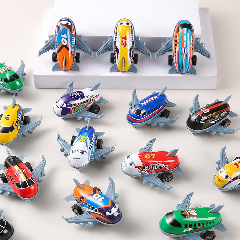 Rebound Small Aircraft Children Cartoon Mini Alloy Taxiing Passenger Plane Toys Model Inertial For Metal Sheet Metal Airplanes