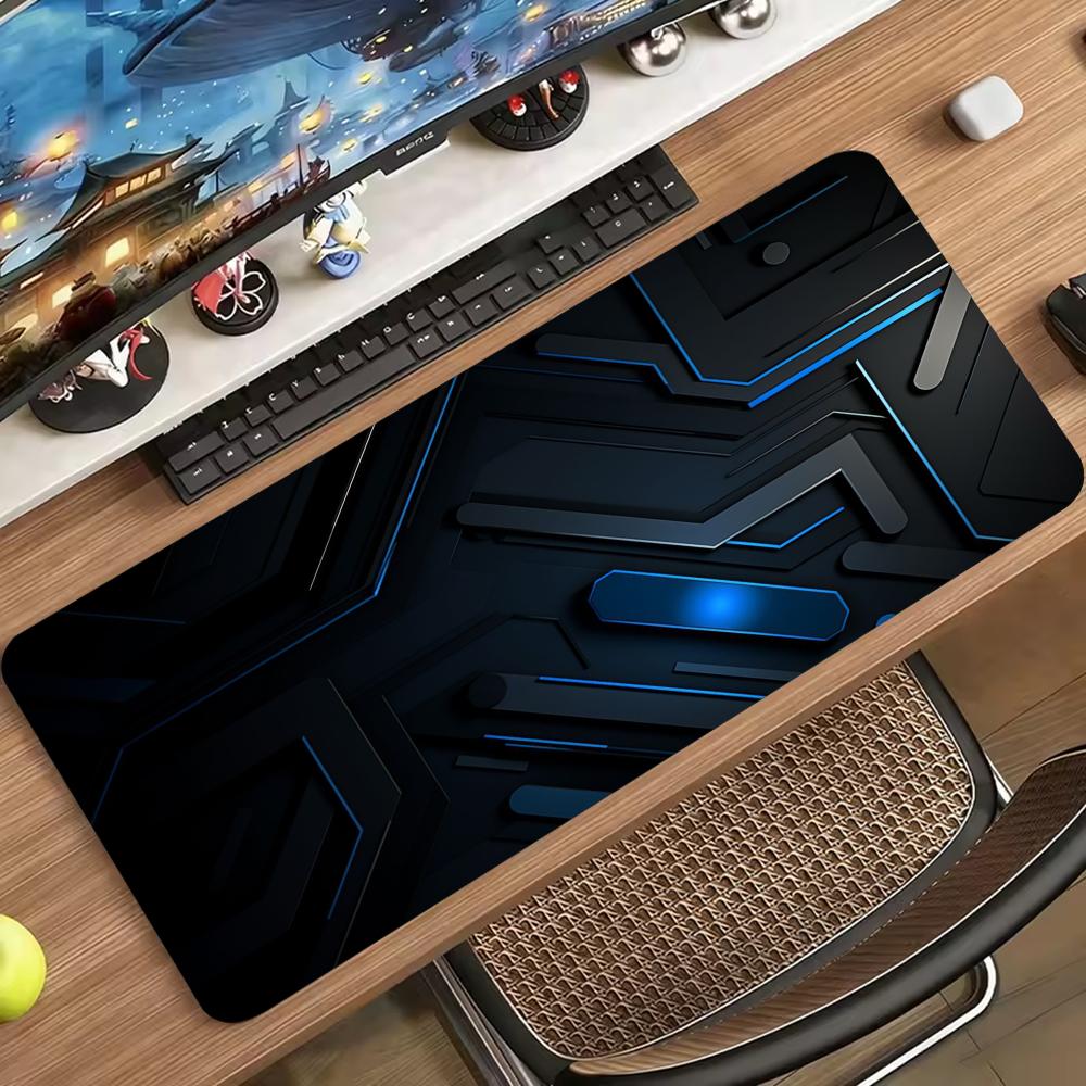 Neon Geometric Maze Abstract Art Large Gaming Mouse Pad Non Slip Rubber Desk Mat For Laptop Keyboard Home Office Workspace