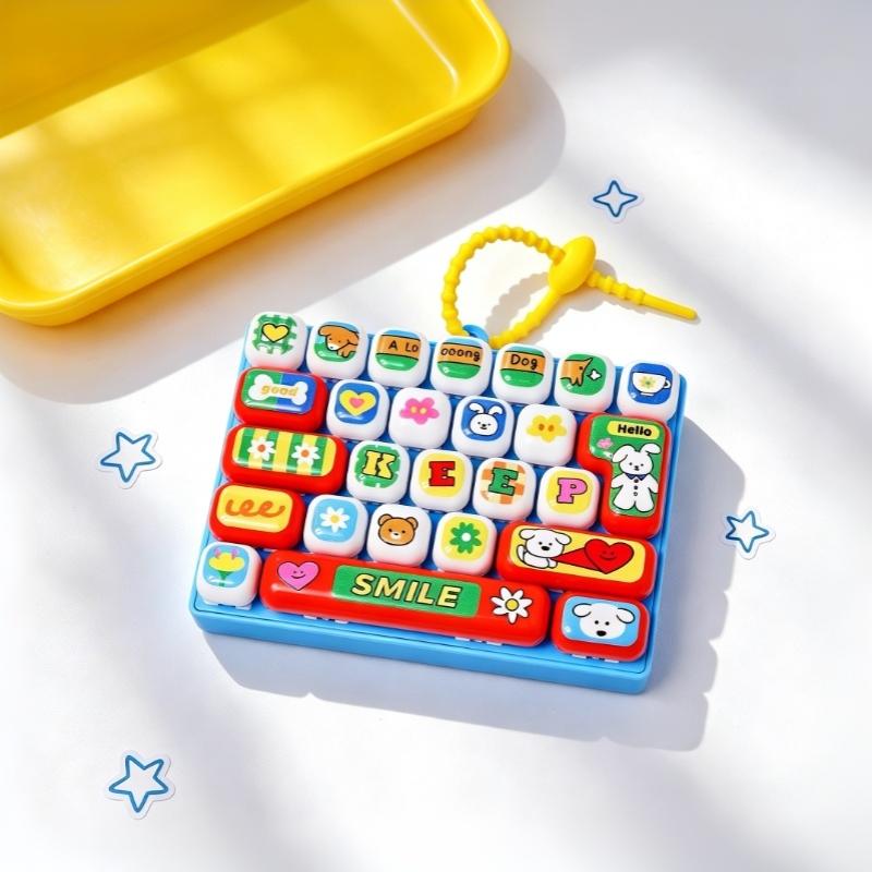 Cute Cartoon Fidget Keyboard Keychain 26 Buttons Stress Relief Perfect For Bag Decoration Kids Gifts
