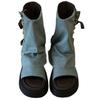 New Denim Rivet Open-toe Cool Boots Thick-soled Muffin Trousers Boots Thin Boots Small Women's Shoes