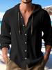 2025 Spring/Summer Men's Cotton-Linen Hooded Shirt: Solid Color, Long-Sleeve, Casual Fashion