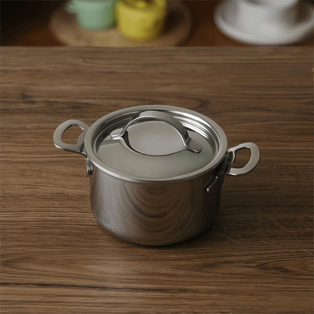 Double Handle Baby Food Pot 10CM Small Cooking Pot Slow Cooker Mini Milk Pot Stove