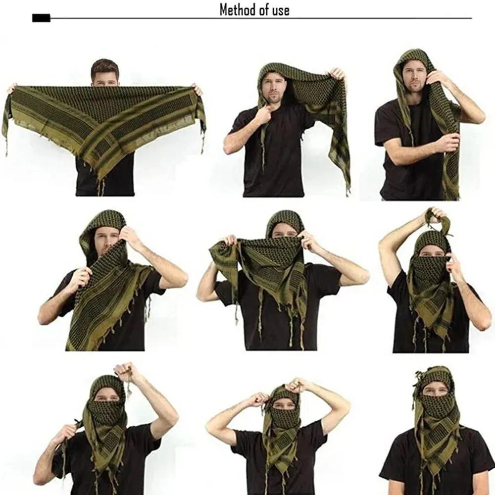 Keffiyeh Taktischer Wüstenschal, Shemagh, Kopf- und Halstuch, arabischer Schal, Keffiyeh-Schal, Wickeltuch für Damen und Herren