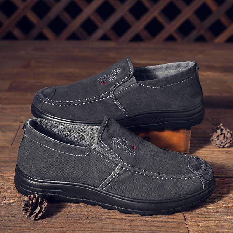 

Мужская обувь, старая пекинская тканевая обувь, удобная однопедальная ленивая парусиновая обувь, модная повседневная обувь для среднего и пожилого возраста, прогулочная обувь с мягкой подошвой 44