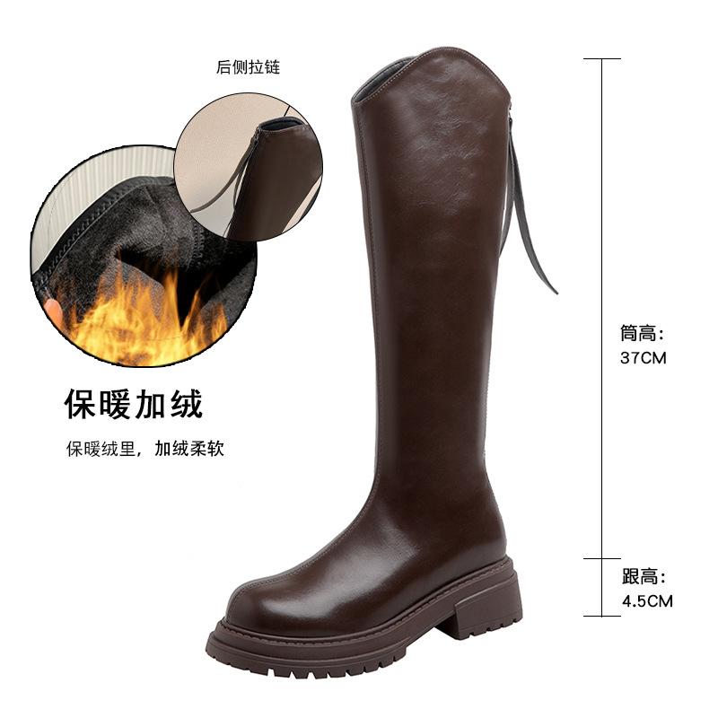 

Long boots women s autumn and winter 2025 autumn and winter Korean version inner height increase versatile rear zipper thin boots but knee knight boot 40