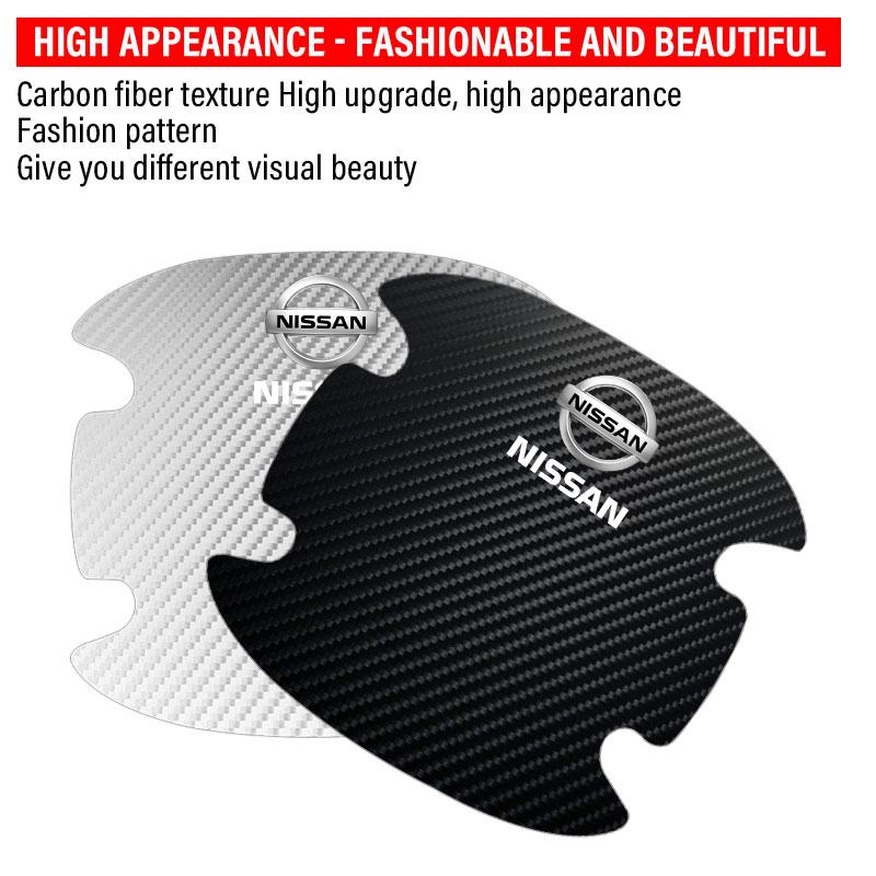 4PCS Car Door Handle Protection 3D Sticker Emblem Car Decoration For Nissan Nismo Almera Tiida Juke Teana Qashqai 350Z 370Z GTR