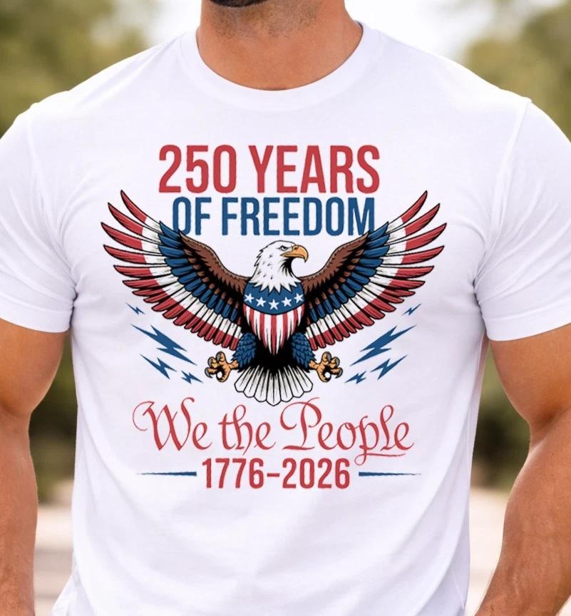 We The People 1776 Shirt 250 Years of Freedom Tee Patriotic Eagle USA Shirt 2XL