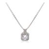 Zircon Necklace Square Cut Clavicle Chain Versatile Pendant Jewelry Minimalist Design Simple Style Elegant Women