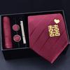 Gift Box Men'S Tie Square Scarf Cufflinks Tie Clip Five-Piece Set, Formal Business Blue Stripes