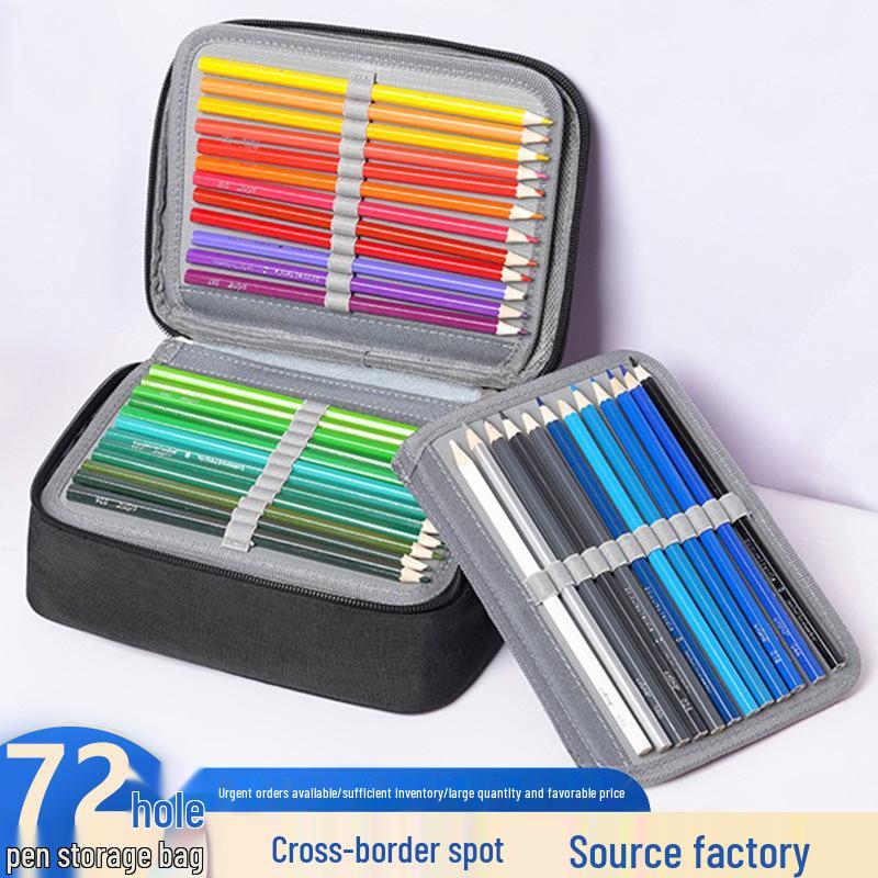 Vodotěsné pouzdro na 72 barevných tužek pro studenty - Multifunkční úložná taška na skicování s pravítkem