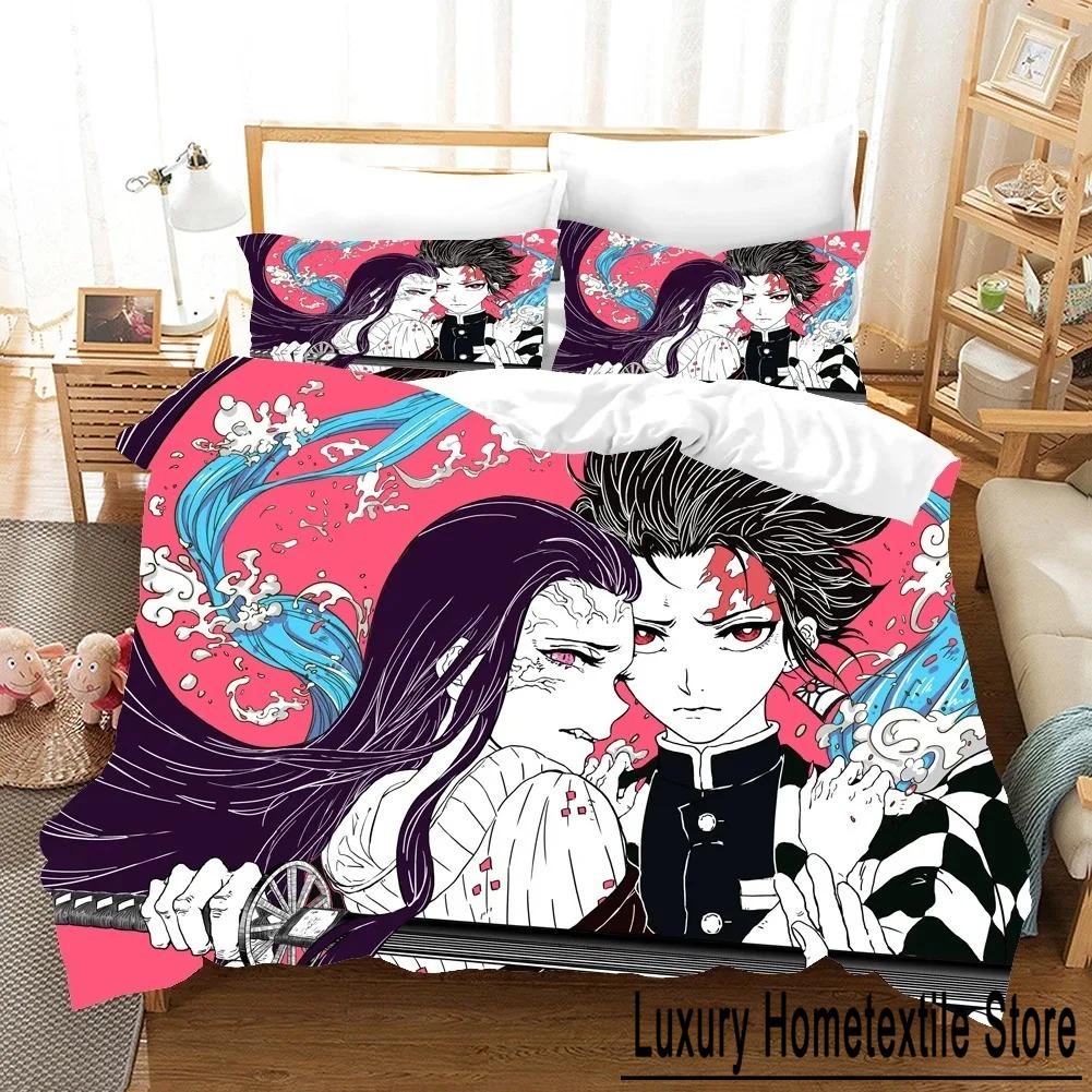 Fashion 3D Print Anime Ghost Killing Blade Bedding Sets Duvetcover Set With Pillowcase Twin Full Queen King Bedclothes Bed Linen