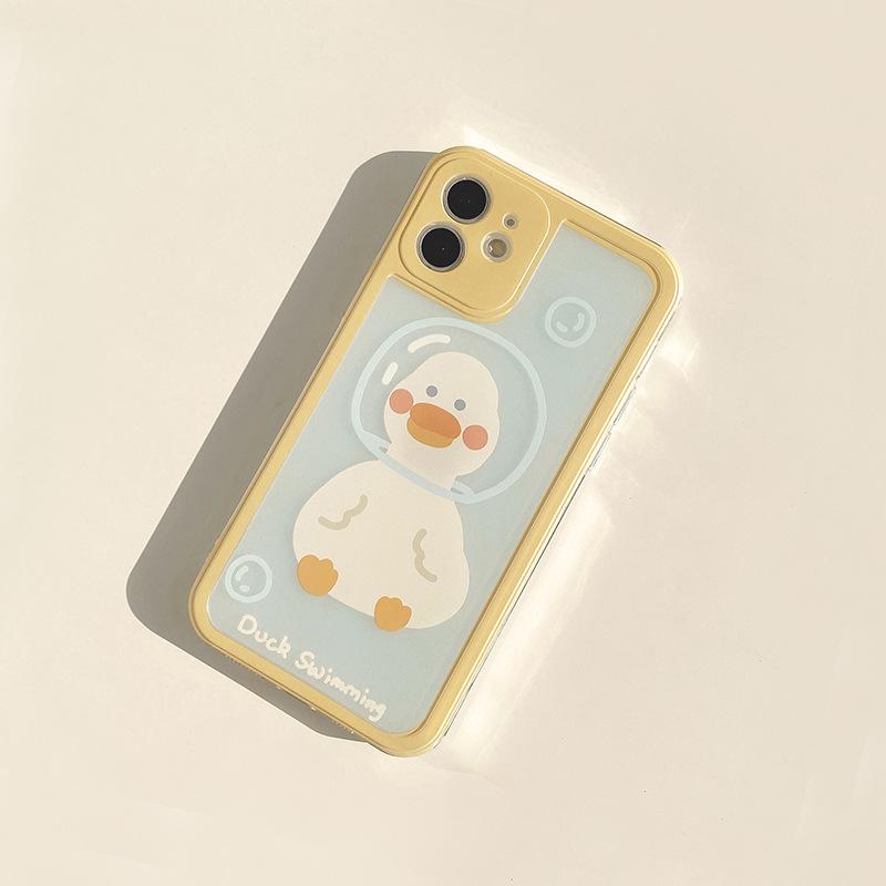 Cute Cartoon Duck for IPhone 16 ProMAX Phone Case 17 for Apple 14 for 12 Full Cover 15 Transparent 11 Soft Case