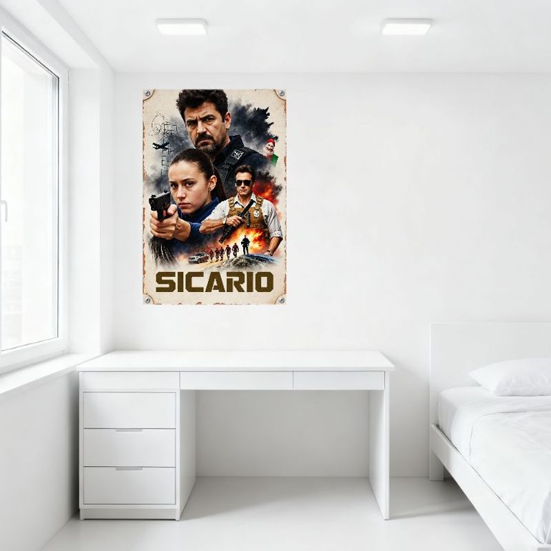 Sicario Movie Metal Tin Sign Vintage Crime Thriller Art Wall Decor for Home Bar Man Cave