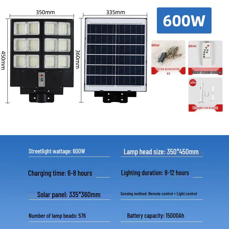 NuFeng 600W Solar LED Motion Sensor Street Light