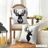 Silhouette Testa di Cervo Cuscino Renna Bianca Federa Cuscino Lino Resistente Ipoallergenico Dimensioni Corte Lavabile Delicata sulla Pelle