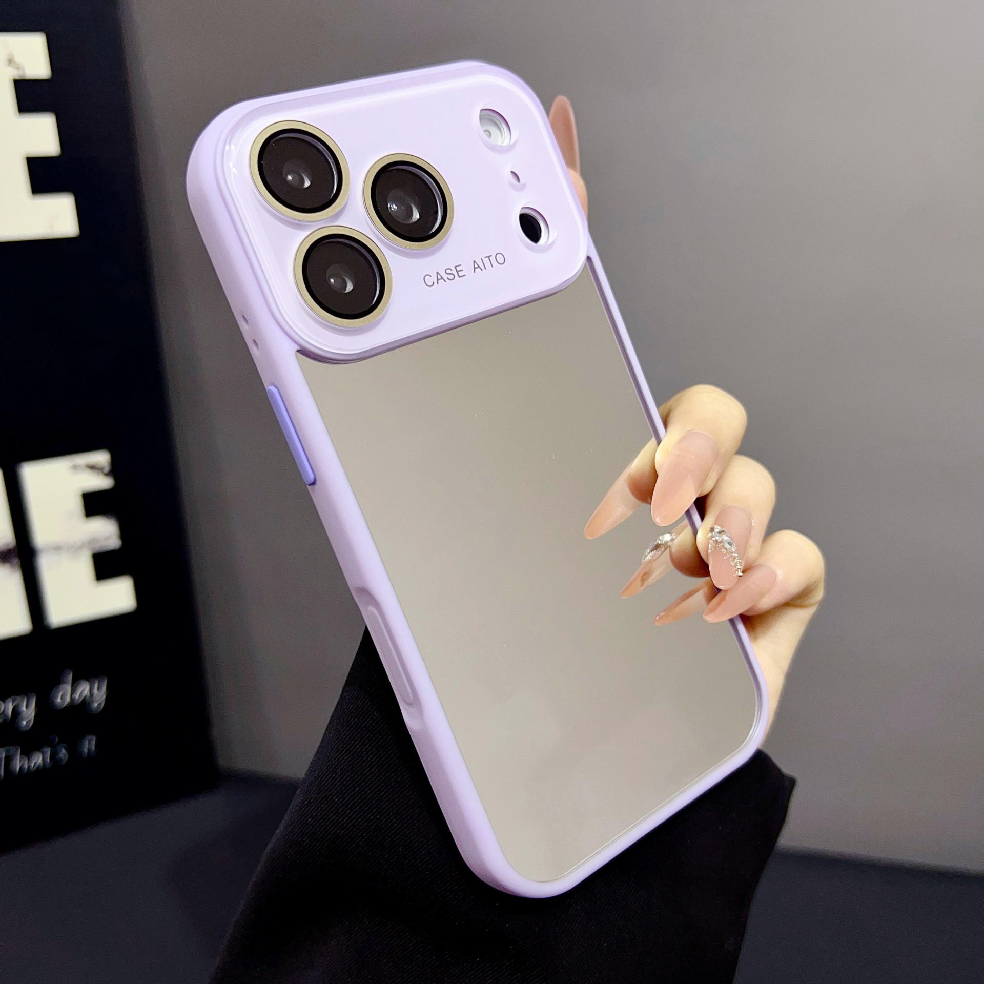

Large Window Mirror Case for Apple iPhone 17 Pro Max and 16/15 Protective Cover iPhone 17 фиолетовый