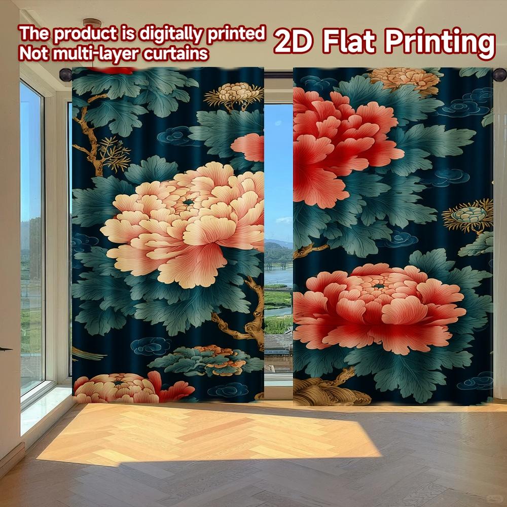 

Set Of 2 Flat Printing Curtains Without Rod Floral Fantasy Bloom Saint Patrick Is Day Holiday Digital Curtain Made Polyester W100*H70(CM)-Grommet top&2PCS