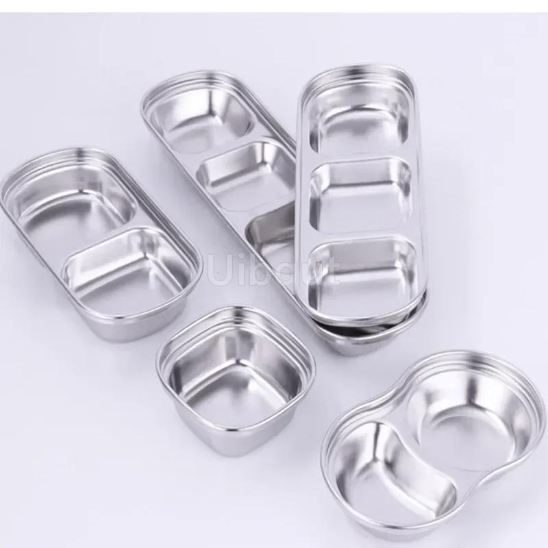 SUS 304 Stainless Steel Pepper Roast Meat Sauce Dishes bowl Separate Sushi Vinegar Soy Plates Tableware Food Seasoning Tray