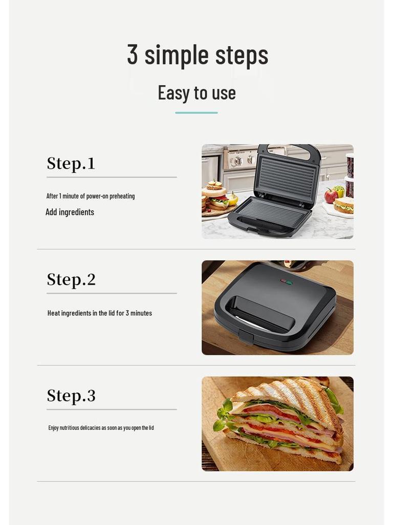 110V Multifunctional Household Toaster: Sandwich, Waffle Maker & Grill