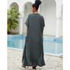 Women's Fashion Summer Spring Flower Pattern Print 1/2 Sleeves V-Neck Loose Waistline Casual Dresses