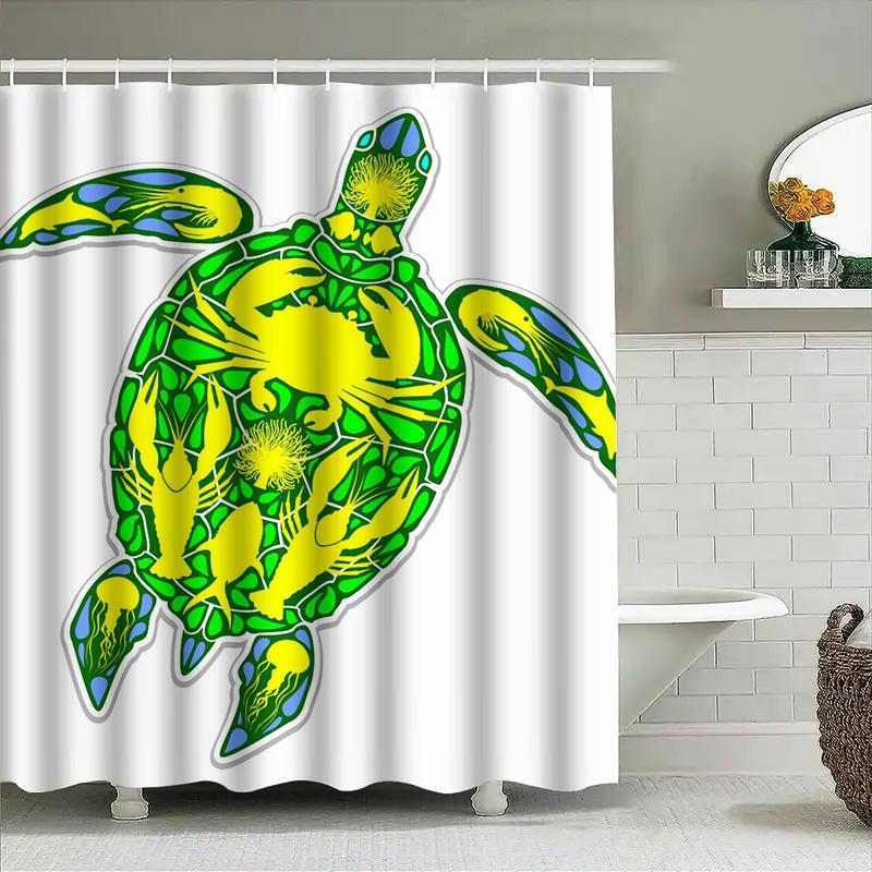 Bright Green Turtle Shower Curtain Stained Glass Art Decor For Bathroom Renovations Home Dcor By Taurusduan Designs